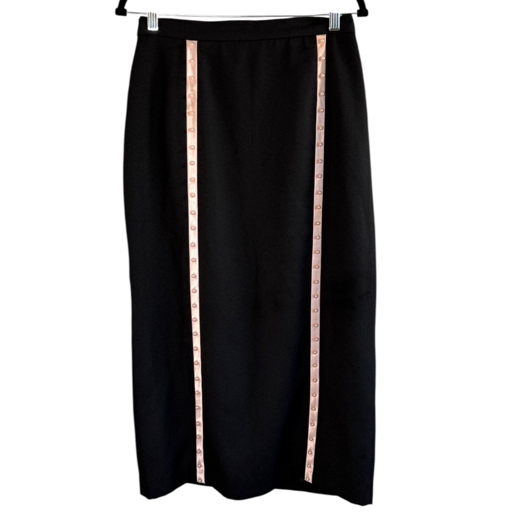 Pink Pearl Studded Midi Pencil Skirt Sz 10 Office Siren Corpcore Model Off Duty